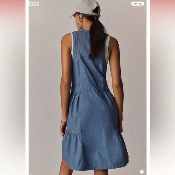 Blue Utility Dress with pockets - Picture 6 of 7